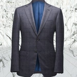 Costume gris carreaux bleu sur mesure tailleur paris