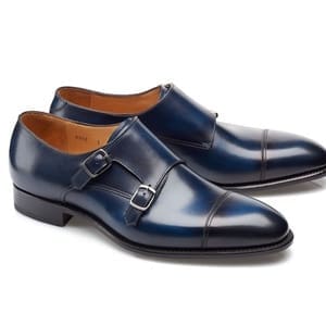 chaussures deux boucles bleu patiné