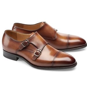 chaussures deux boucles cognac patiné