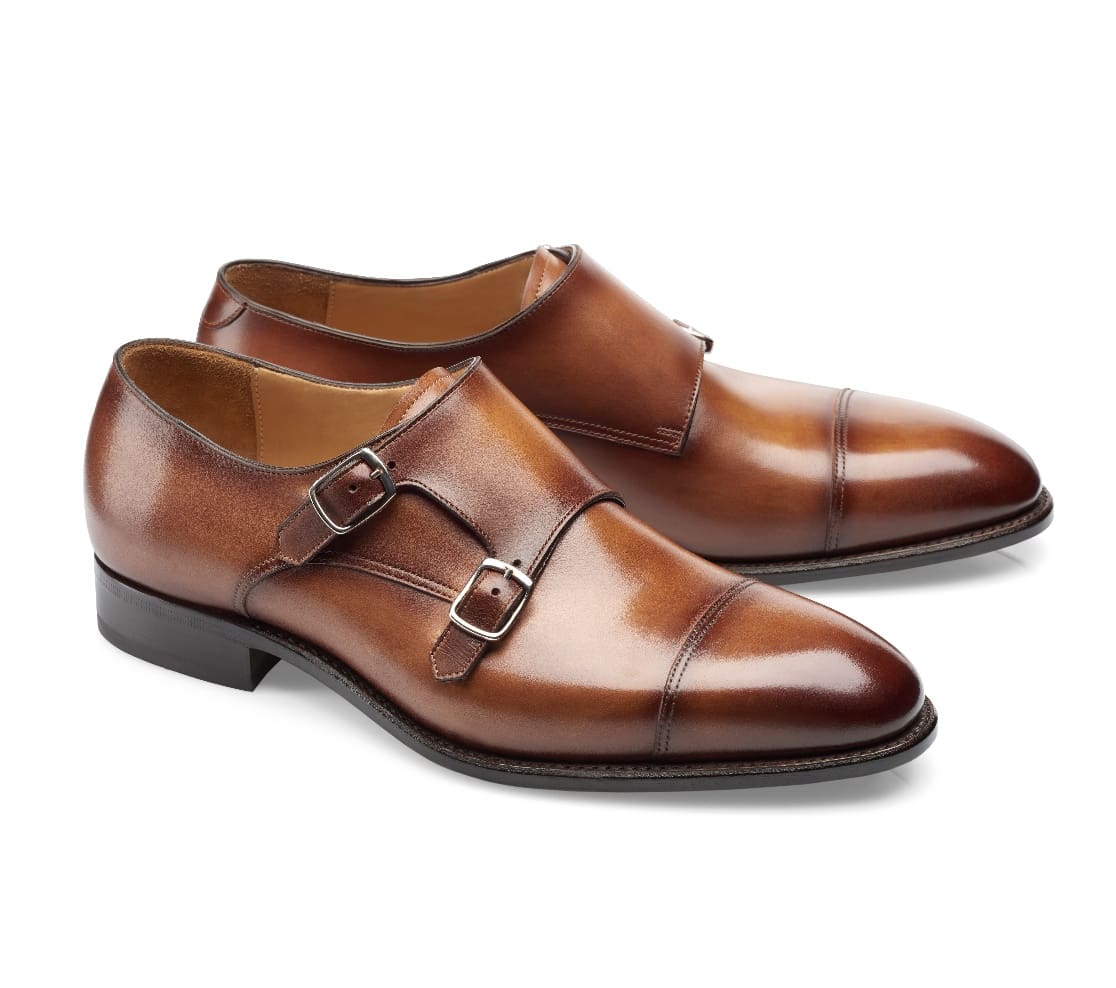 chaussure double boucle marron