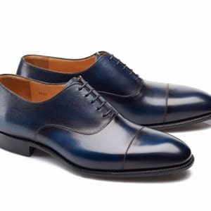 chaussures richelieu bleu patiné bout rapporté