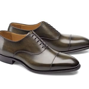 chaussures richelieu vert bronze bout rapporté