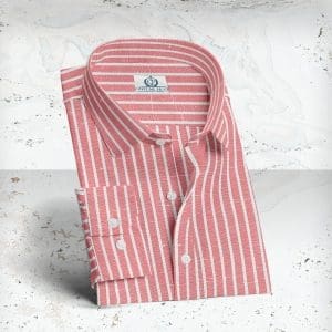 chemise rayures rouge lin coton