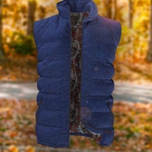 doudoune flanelle bleu sans manche sur mesure bleu flanelle