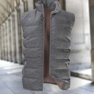 doudoune sans manche sur mesure grise flanelle