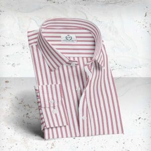 chemise blanche double rayure rouge sur mesure paris