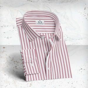 chemise blanche double rayure rouge sur mesure paris