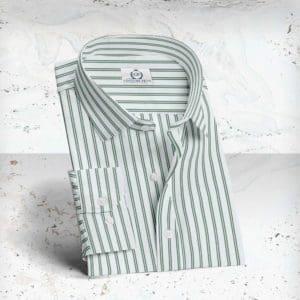 chemise blanche double rayure verte sur mesure paris