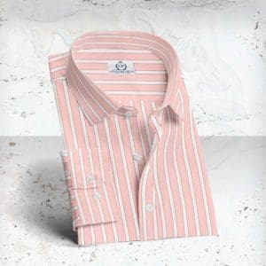 chemise rose rayures blanches sur mesure paris