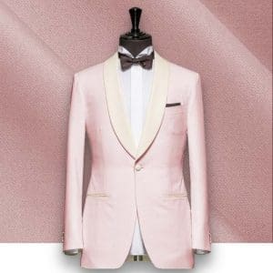 Smoking rose col châle costume mariage sur mesure paris