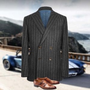 veste croisée gris rayures gris sur mesure paris