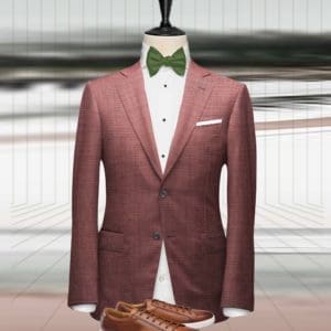 costume rouge clair champêtre mariage sur mesure paris tailleur