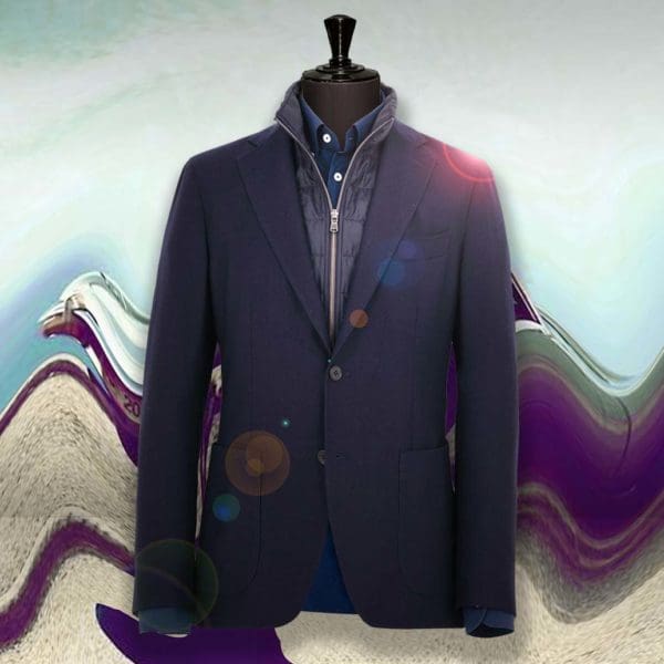 veste bleu plaston amovible sur mesure tailleur paris