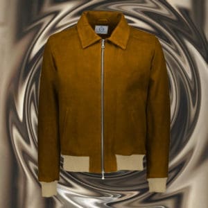 blouson daim A2 marron moutarde orange contraste blouson sur mesure tailleur paris