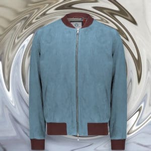 blouson nubuck MA1 bleu clair contraste blouson sur mesure tailleur paris