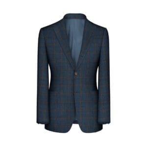 veste bleu foncé sur mesure grand carreau marron été tissu Loro Piana tailleur Paris