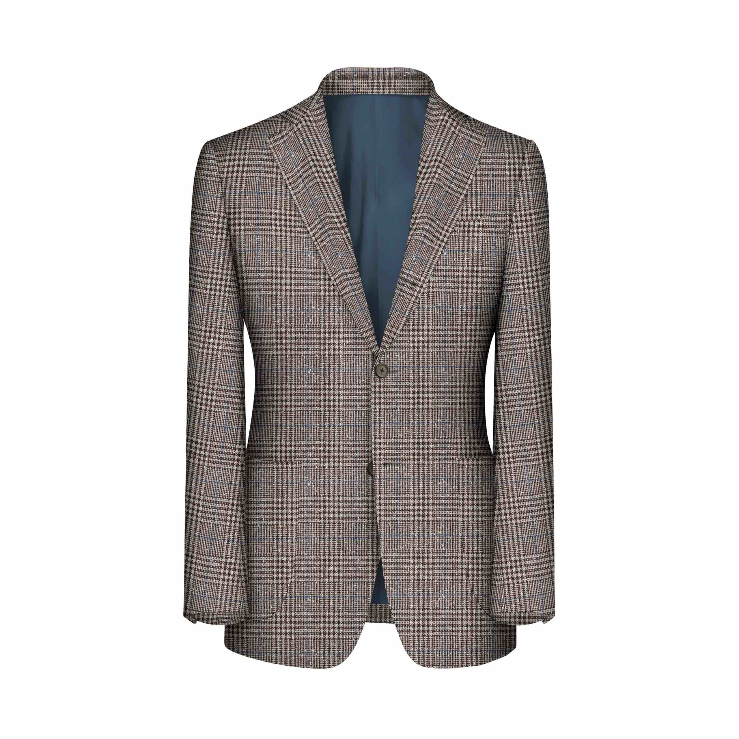 veste grise prince de galles tweed été carreau fenêtre bleu sur mesure tailleur paris
