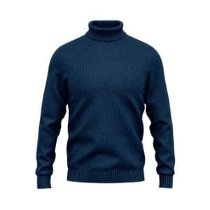col roulé sur mesure col rond bleu moyen tailleur Paris