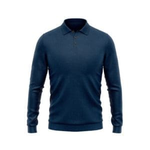 polo manche longue sur mesure maille bleu indigo tailleur paris