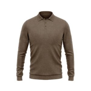 polo manche longue sur mesure maille brun marron clair tailleur paris