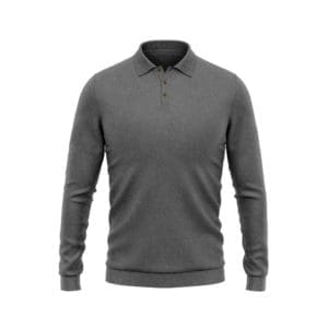 polo manche longue sur mesure maille gris moyen tailleur paris