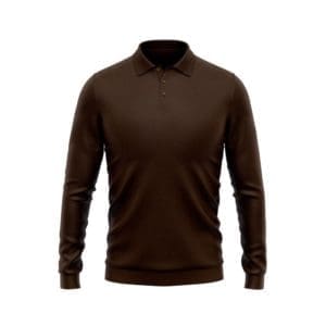 polo manche longue sur mesure maille marron tailleur paris