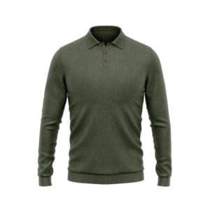 polo manche longue sur mesure maille vert olive tailleur paris