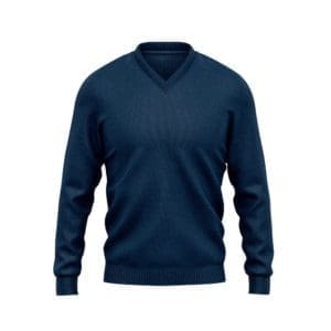 pull-over sur mesure col V bleu indigo tailleur paris