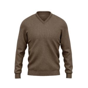 pull-over sur mesure col V brun marron clair tailleur paris