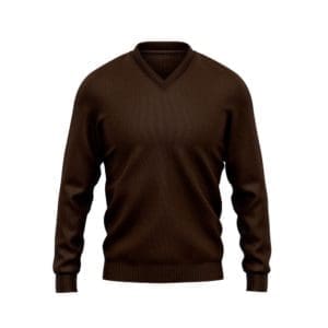 pull-over sur mesure col V marron tailleur paris