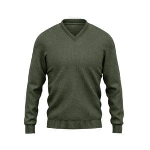 pull-over sur mesure col V vert olive tailleur paris