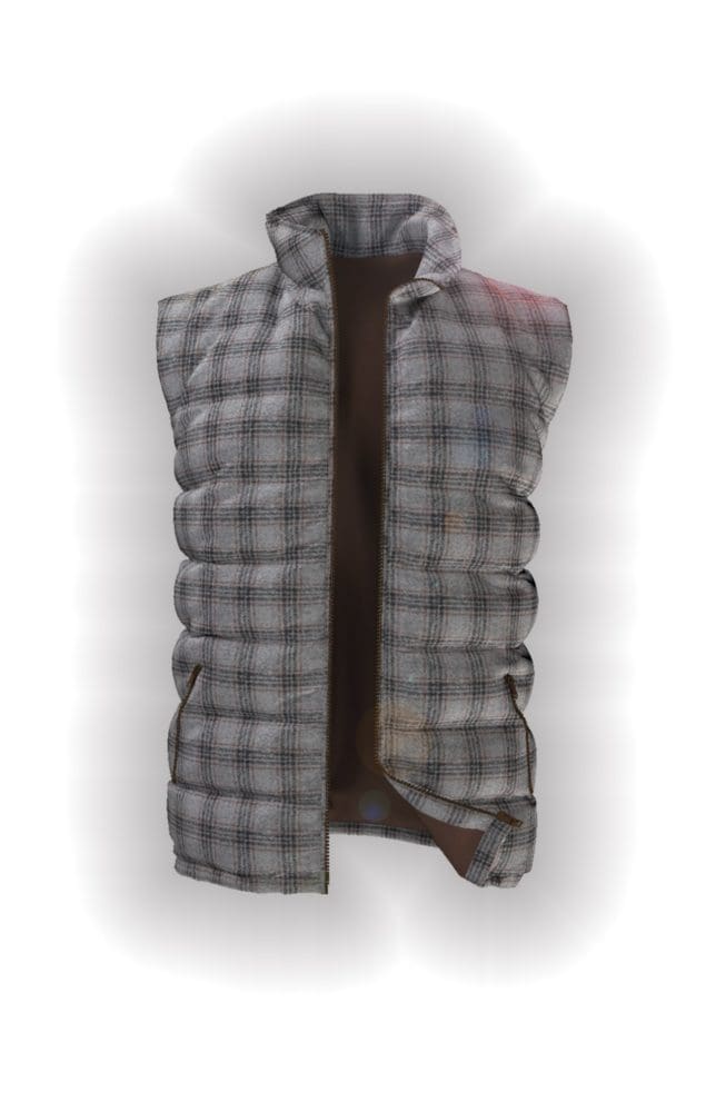 doudoune sans manche gris large carreaux marron noir doudoune sur mesure tailleur paris