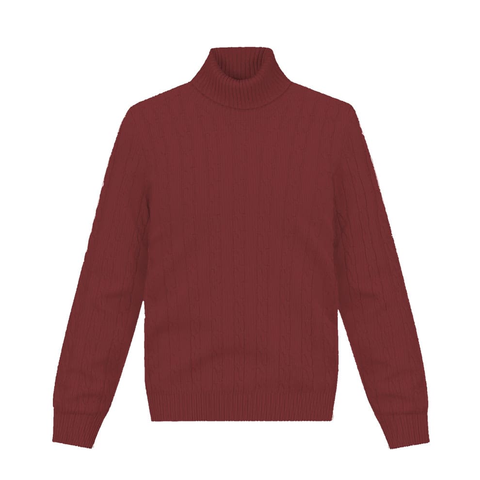 pull col roulé bordeaux torsade pull maille sur mesure paris