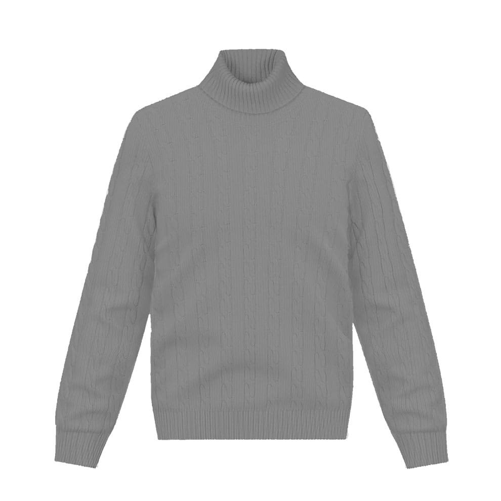 pull col roulé gris moyen torsade pull maille laine sur mesure paris